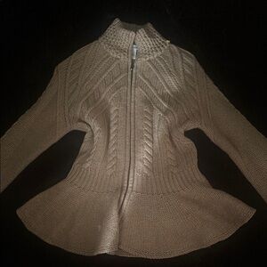 Autumn Cashmere Cream Cardigan Sweater with Peplum Flare